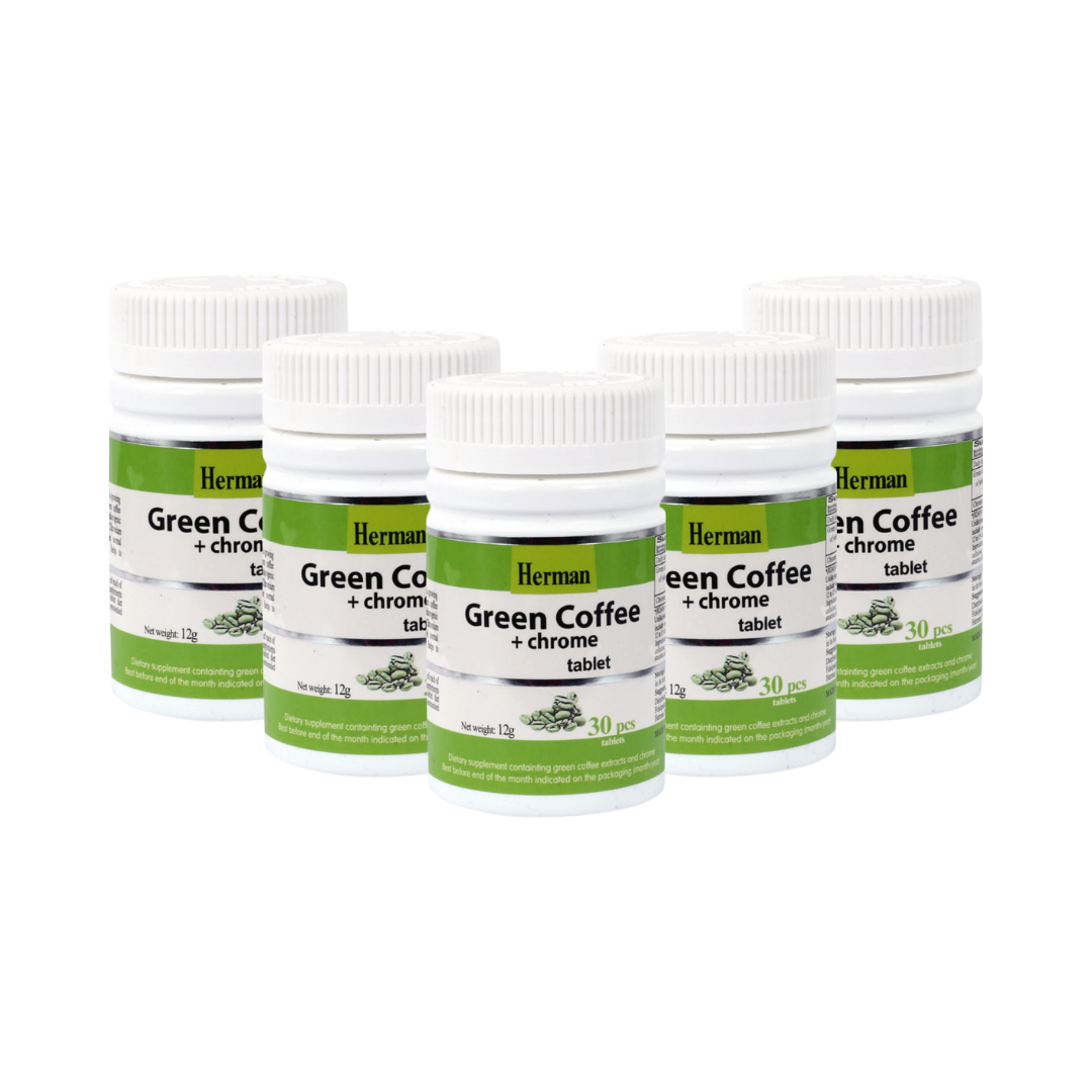 Buy Pack of 5 Green Coffee Plus Chrome Tablet Get Special Discount