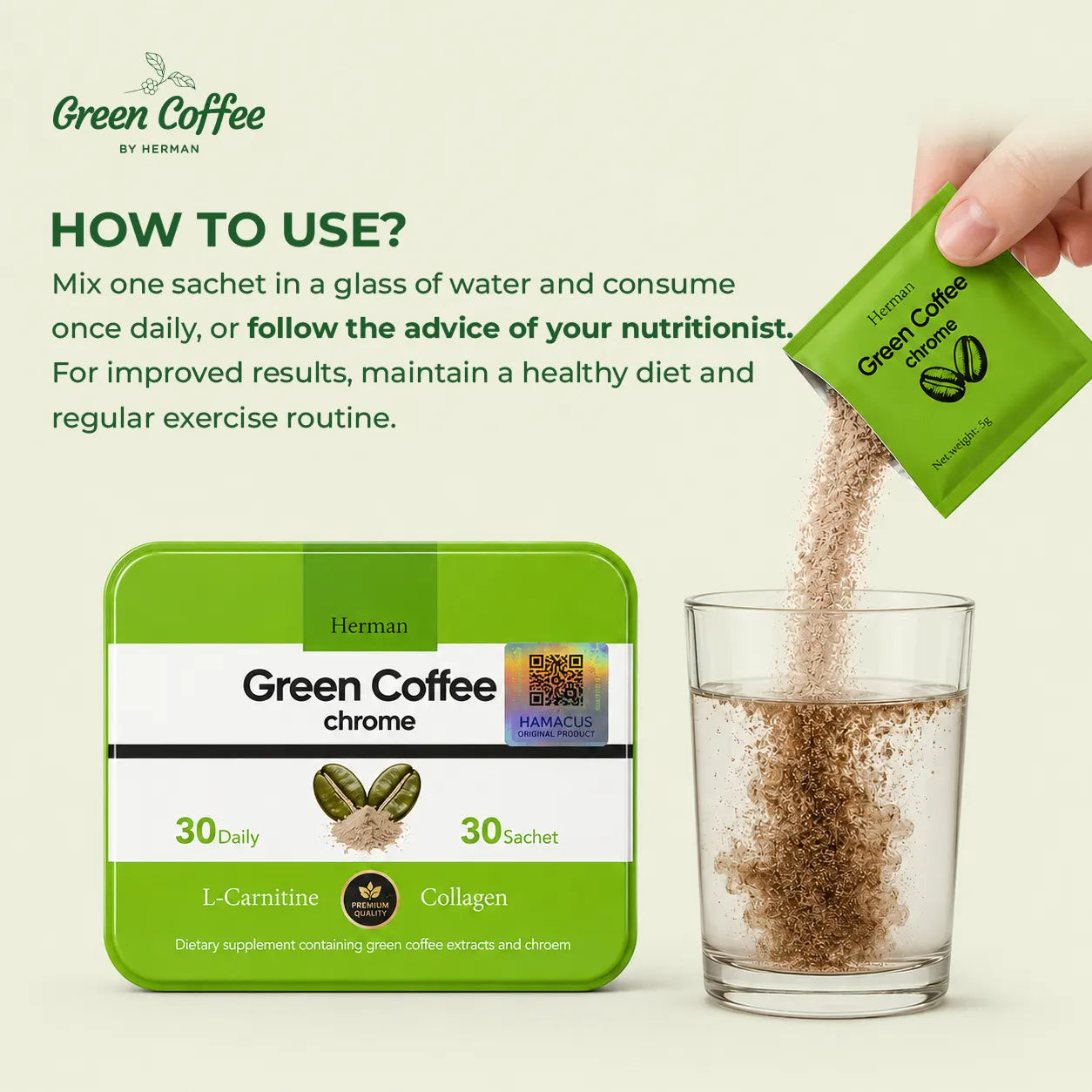 Herman Green Coffee Chrome in UAE & KSA - 30 Sachets